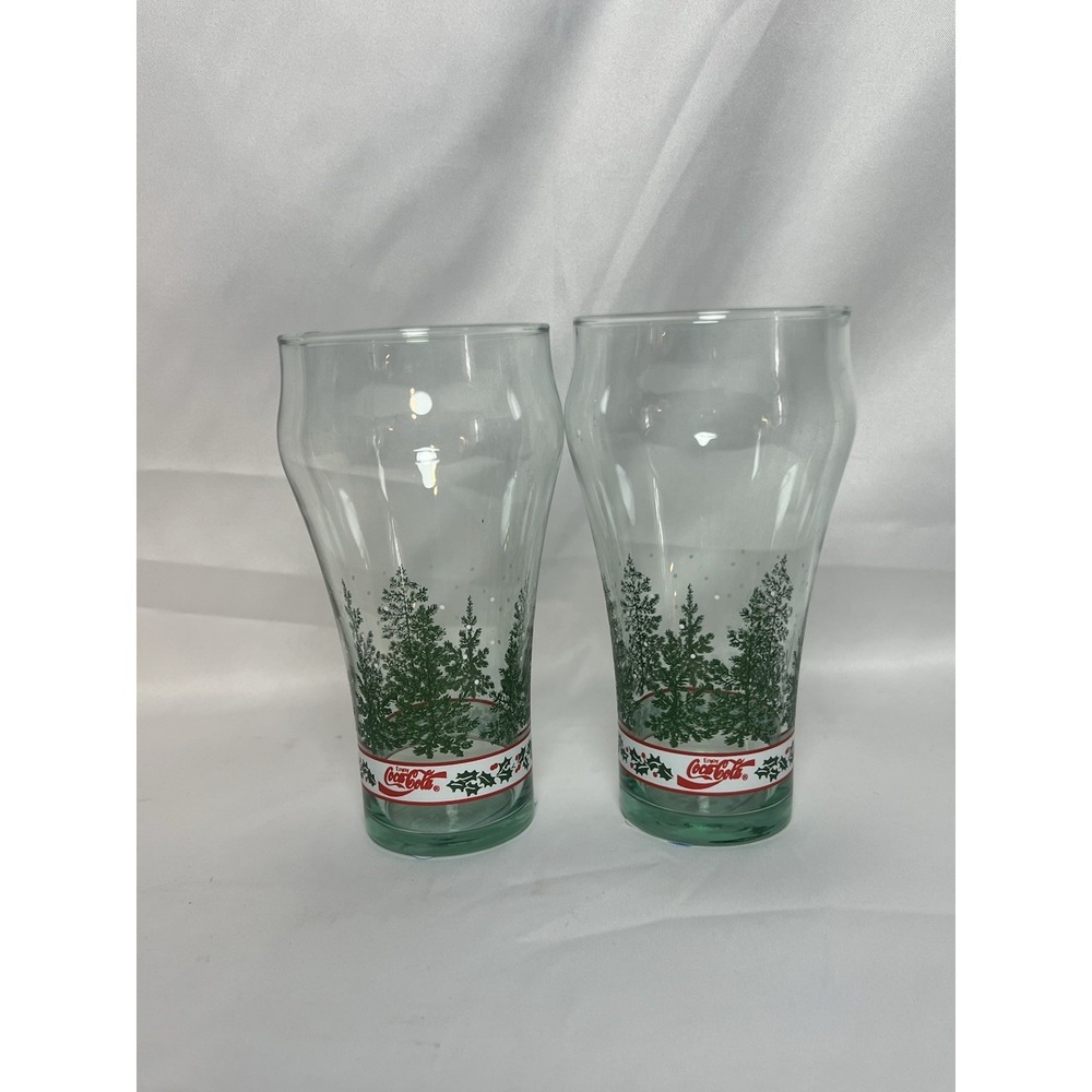 Vintage Libbey Coca Cola Christmas Glasses Set Of 2 EUC